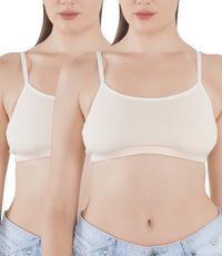 Eve's Beauty Girls Beginners Bra | Pack of 2 | Cotton Stretch Fabric | Adjustable Straps