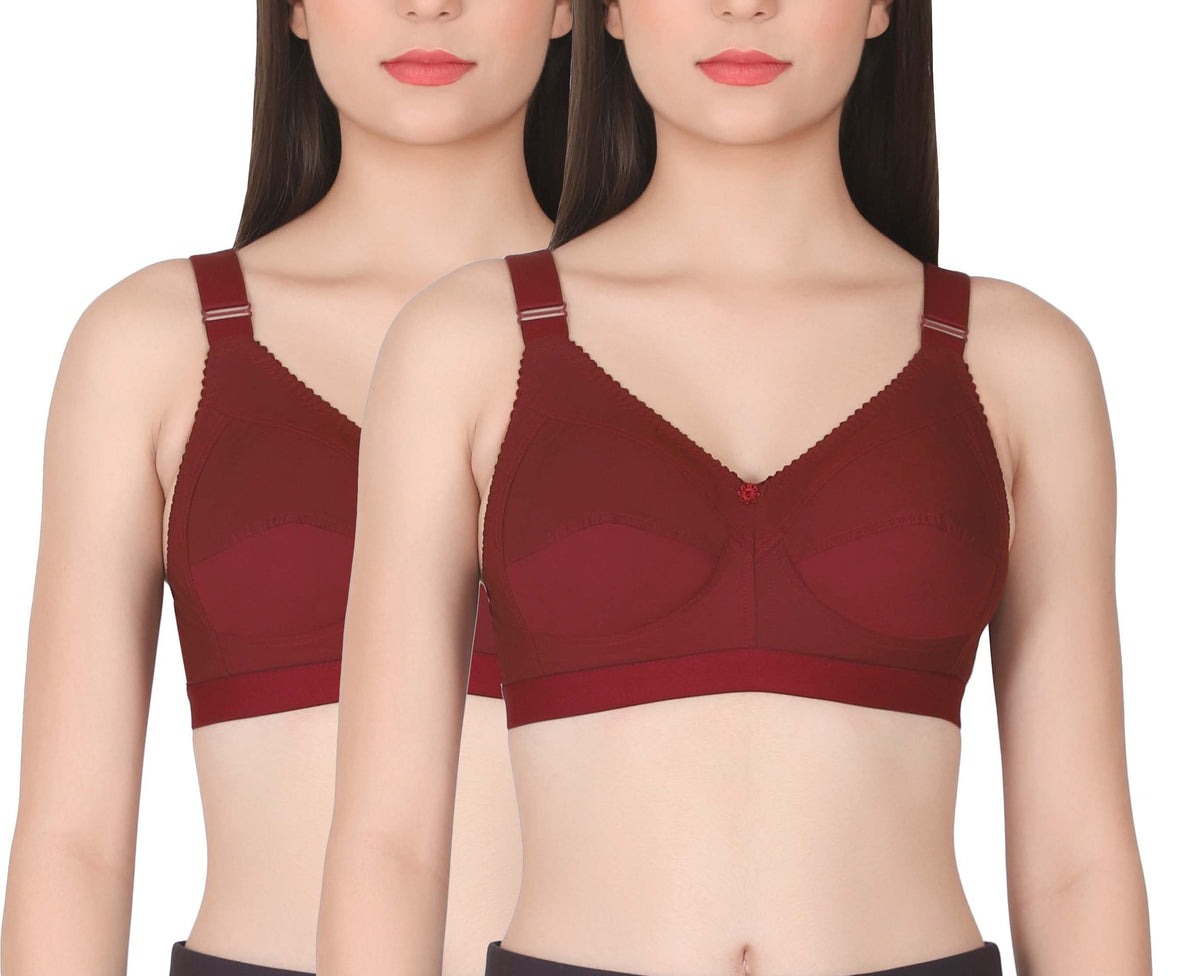 Eve's Beauty Womens Full Coverage Non Padded/Non Wired Bra.(Pack of 2) Eves Beauty
