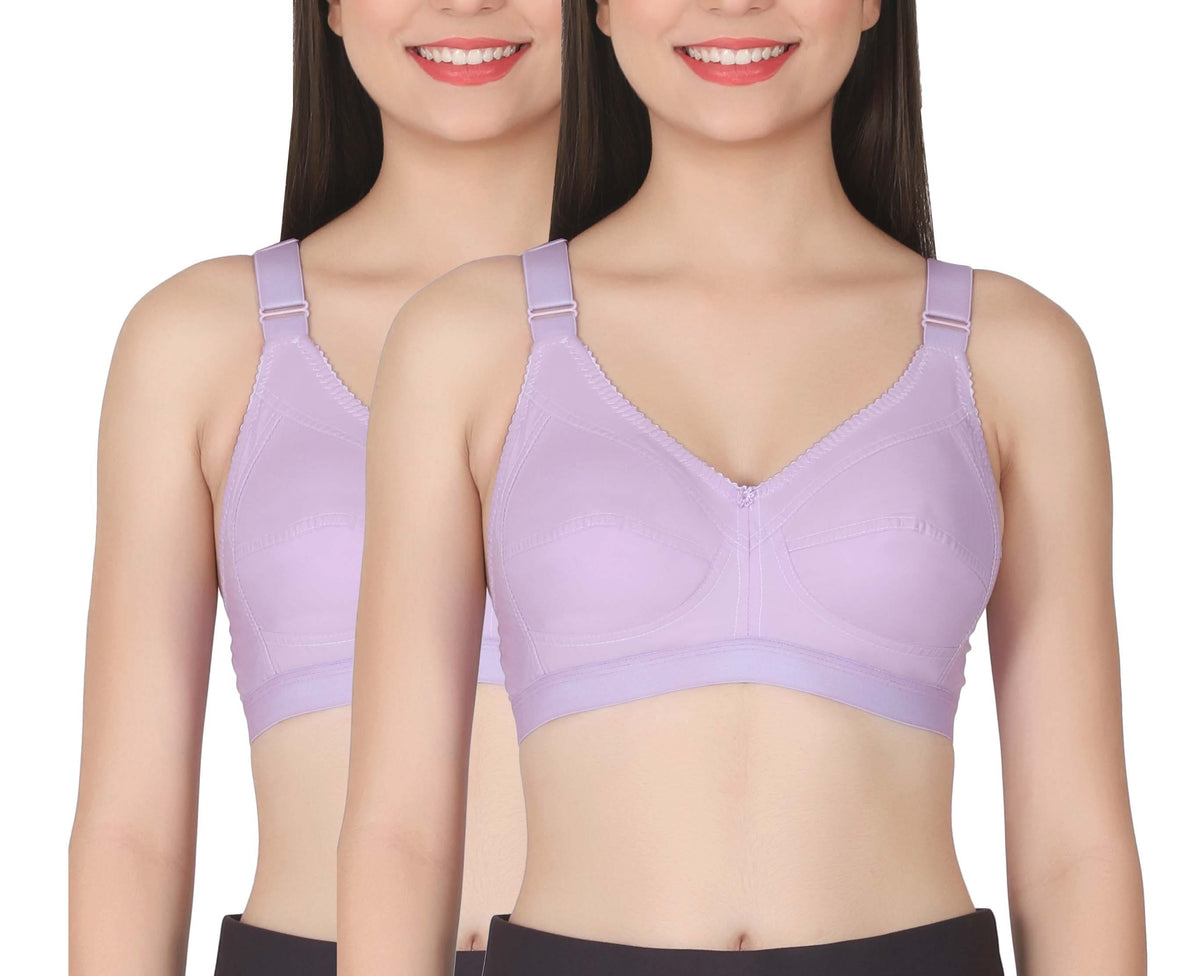 Eve's Beauty Womens Full Coverage Non Padded/Non Wired Bra.(Pack of 2) Eves Beauty