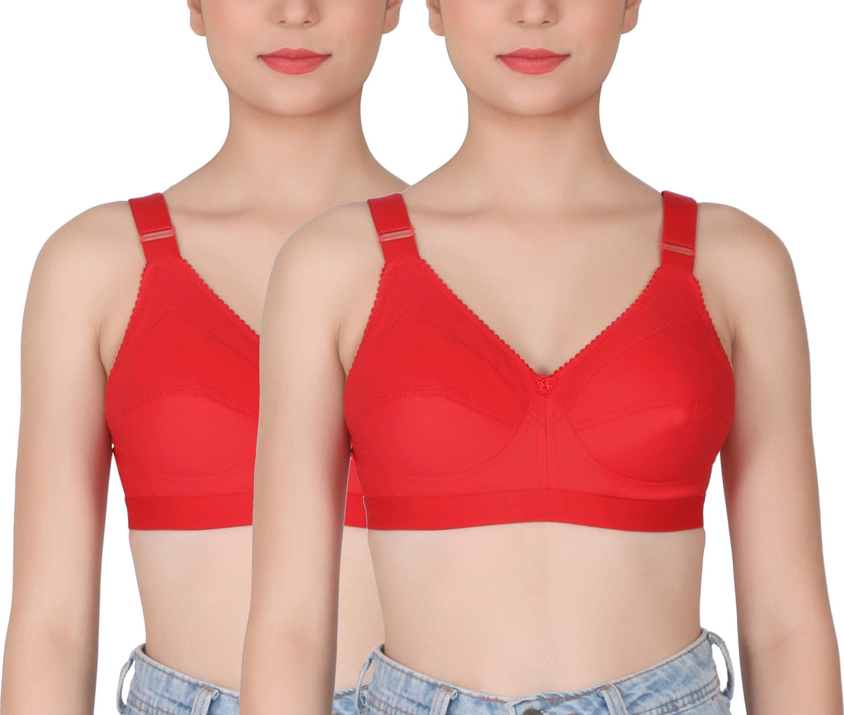 Eve's Beauty Womens Full Coverage Non Padded/Non Wired Bra.(Pack of 2) Eves Beauty