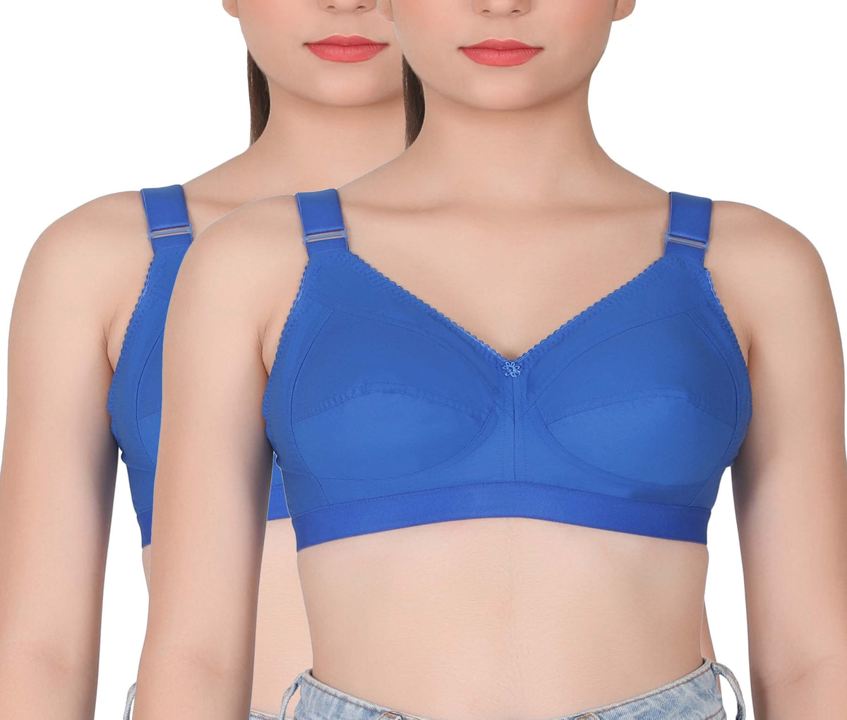 Eve's Beauty Womens Full Coverage Non Padded/Non Wired Bra.(Pack of 2) Eves Beauty