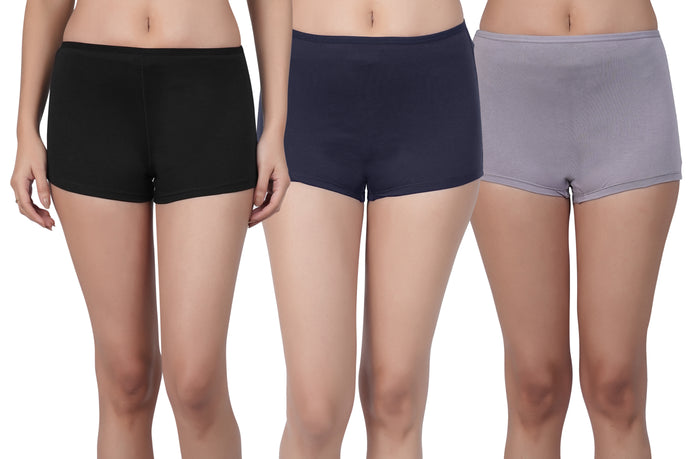 Eve's Beauty Women's Boyshorts | Cotton Spandex Blend Fabric | All Day Comfort | Pack of 3