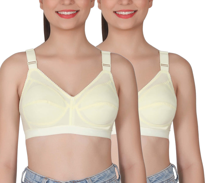 Eve's Beauty Womens Full Coverage Non Padded/Non Wired Bra.(Pack of 2) Eves Beauty