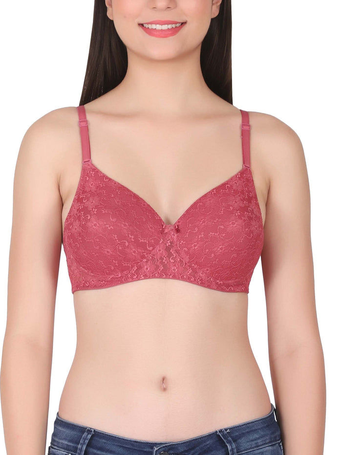 LacyLuxe Women's Seamless Padded Lace Bra/Non Wired. Eves Beauty