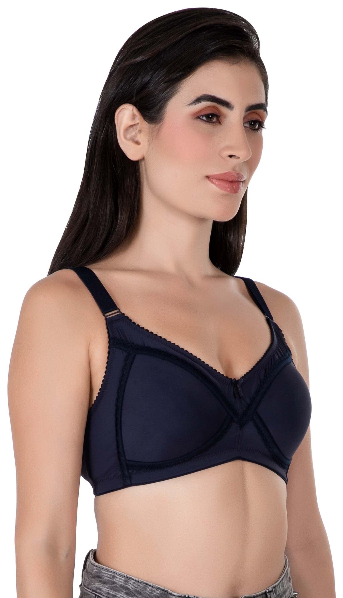 LacyLuxe Womens Seamless Padded Bra with Lace