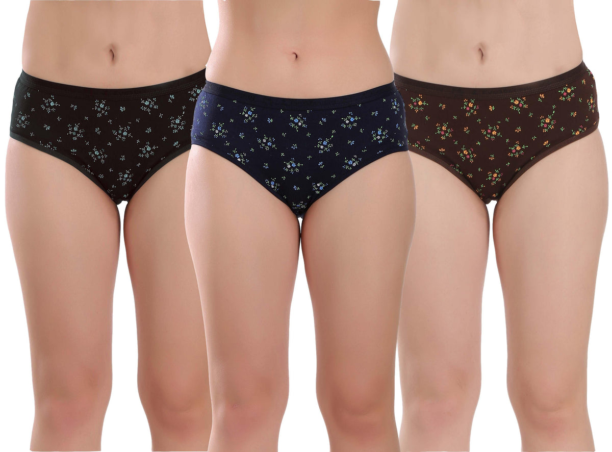 Buy KETKAR Women's Cotton Mid Waist Multicolor Hipster Panties Pack of  2(Black,Small) at