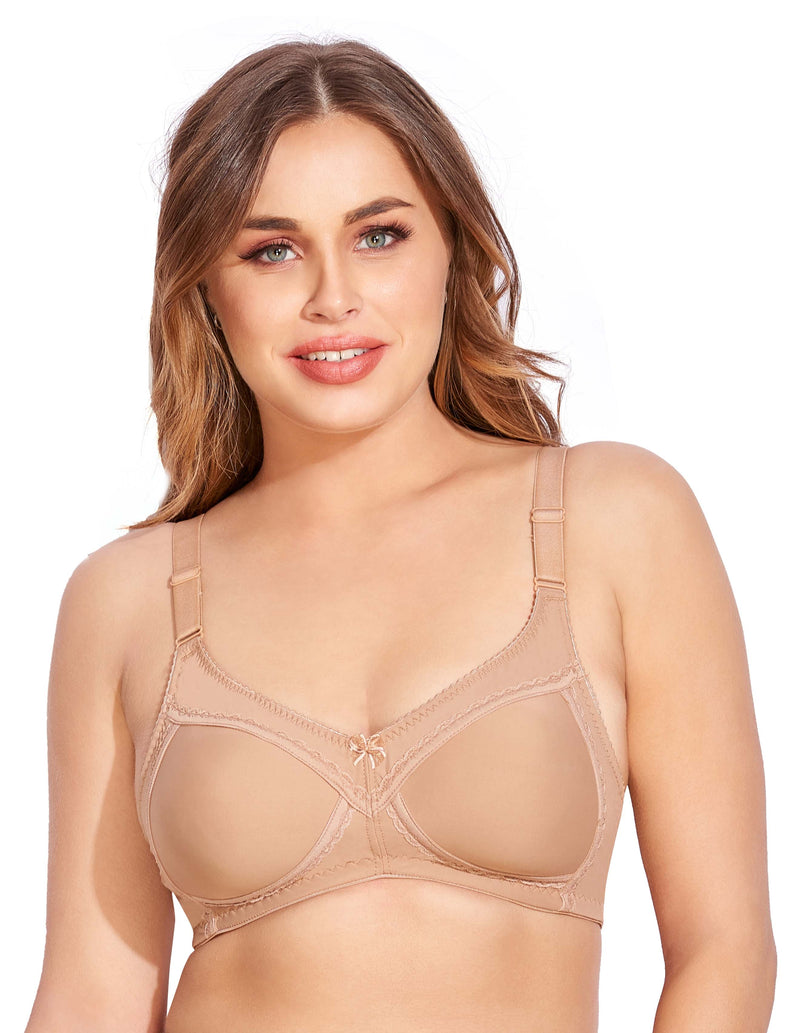 Women's Beauty Lace Full Figure Underwire Non-Padded Soft Bra(Nude, 32B) at   Women's Clothing store